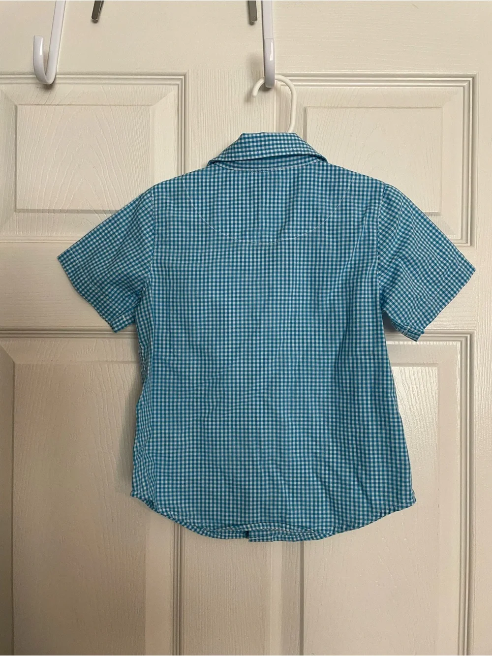 Blue Gingham Boys 3T Size Short-Sleeve Button Shirt
